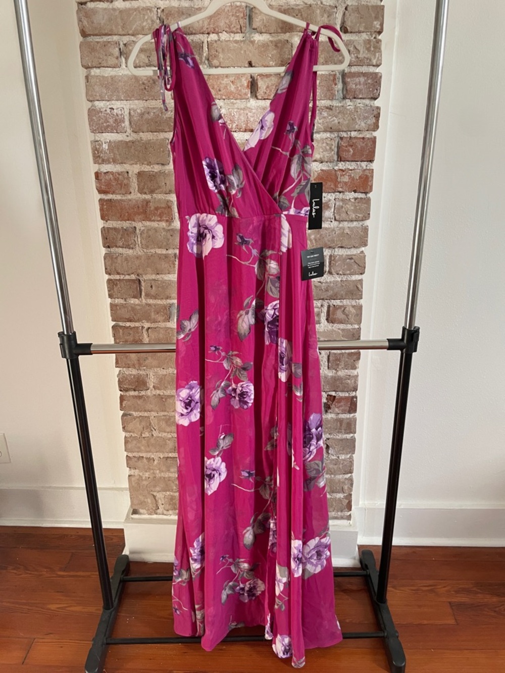 Lulus Romantic Possibilities Magenta Floral Print Maxi Dress Purple - Size S - Picture 2 of 3
